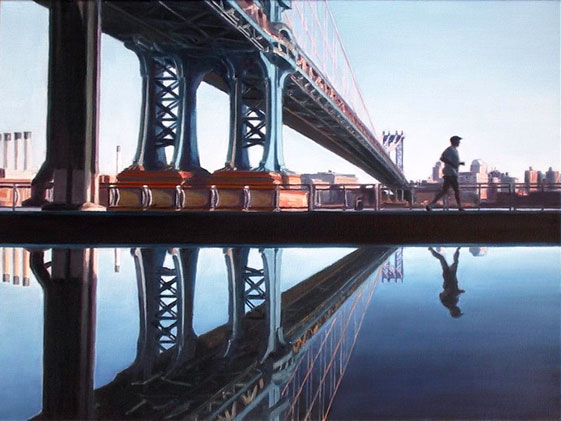 Jogger and Manhattan Bridge